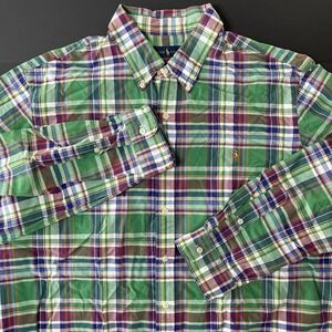 Ralph Lauren Button Down Shirt Mens 2XL Oxford Plaid Mens Preppy Old Money Golf